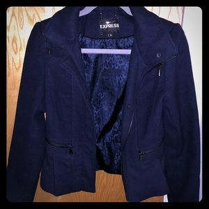 Express Navy Military Button Jacket w/ Pleats XS